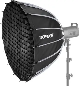 NEEWER 33inch/85cm Aluminum Parabolic Softbox Quick Set up Quick Folding with Diffusers/Honeycomb Grid/Bag
