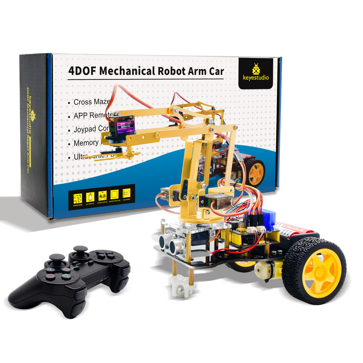 OEM 4DOF Mechanical Robot Arm 2WD Car Learning Kit for Arduino Robotic Kit