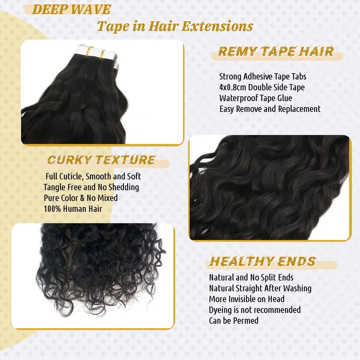 Deep Water Wave Tape In Echthaar Extensions Natürliche Farbe Salon_voghion.com