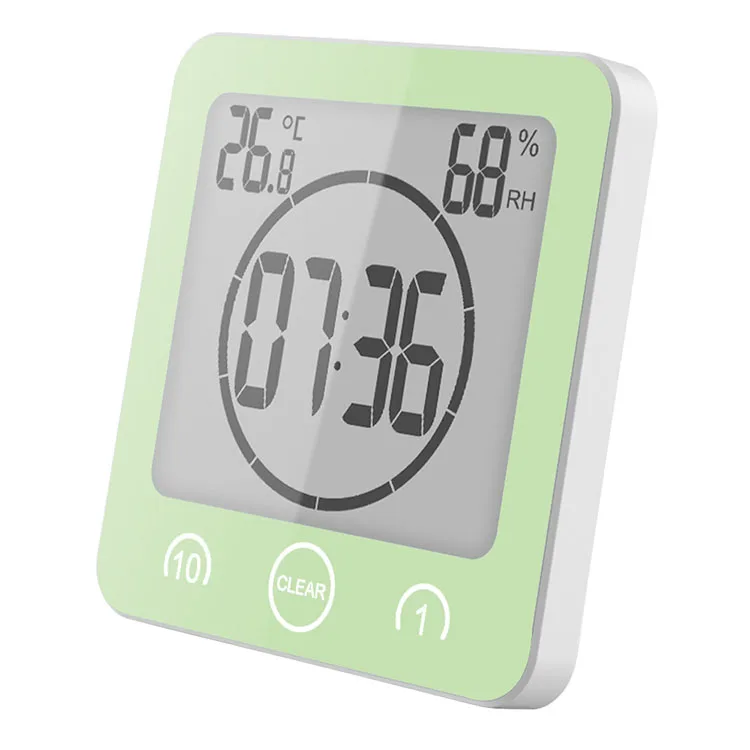 Digital Thermometer Hygrometer LCD Digital Shower Timer Alarm Clock for Home Office YanFeng Bathroom Clock 