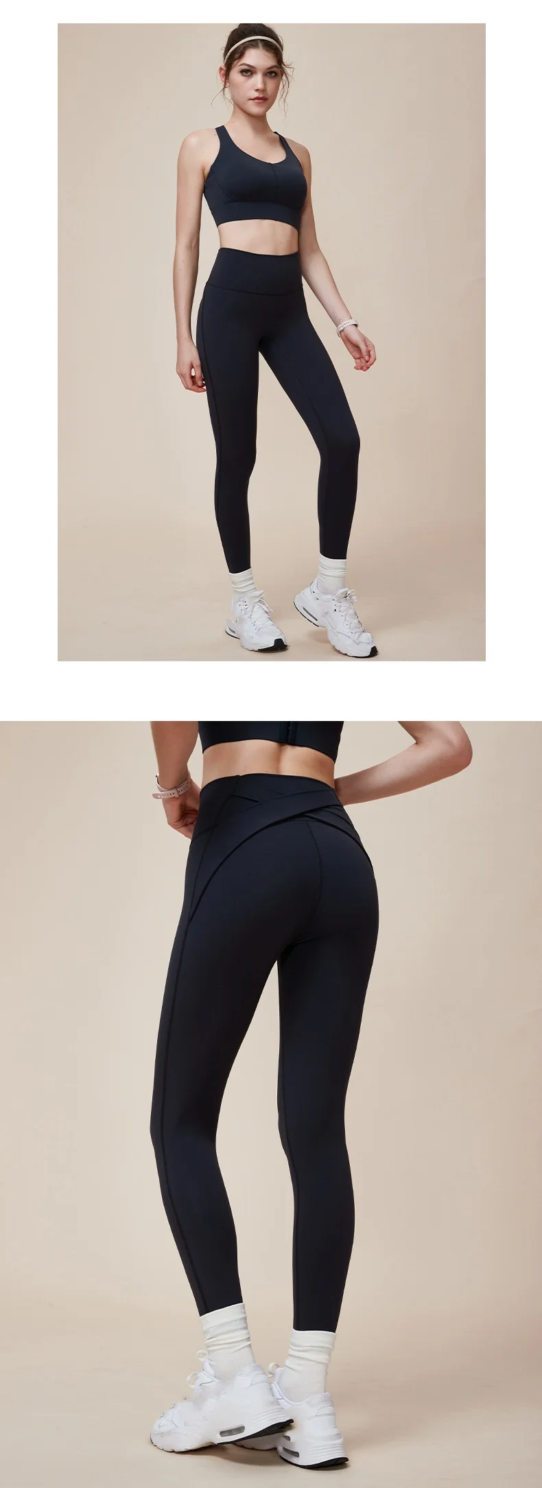 2024 style  Cross High Waist Hip Lifting Tummy Slimming Sports Yoga Pants Fitness Running No T-Shape Embarrassing Line Trousers details