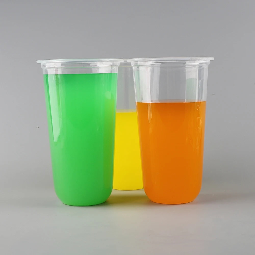 50pcs/pack 360/500/700 U Shaped Bubble Tea Cup Soft Plastic Cup Boba Tea  Cups