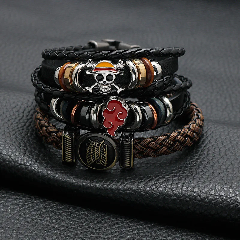 attack on titan leather bracelet