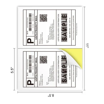 100 Sheets, 200 Labels Anylabel Half Sheet Shipping Address Labels for Laser & Inkjet Printer 2 Per Page Mailing Labels for Packages Adhesive 