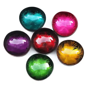 Natural Coconut Shell Bowl Wooden Bowl for Fruit Salad Outdoor Tableware Dinning Wood Bowl