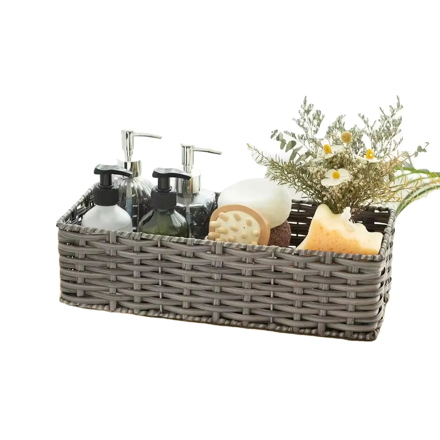 Bathroom Storage Basket with Partition Inside Shelf Wicker 2 Pieces of Toilet Back Basket That Can Be Used for Bathroom Storage