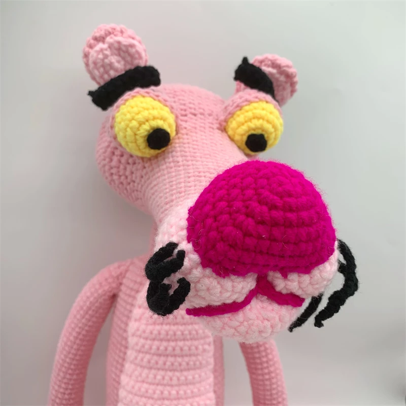 New Arrived Custom Pink Color Crochet Panther Amigurumi Crocheted Panther Dolls for Kids
