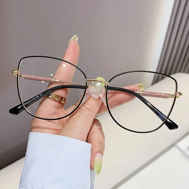 Luxury Cat Eye Metal Bling Optical Eyeglass for Women