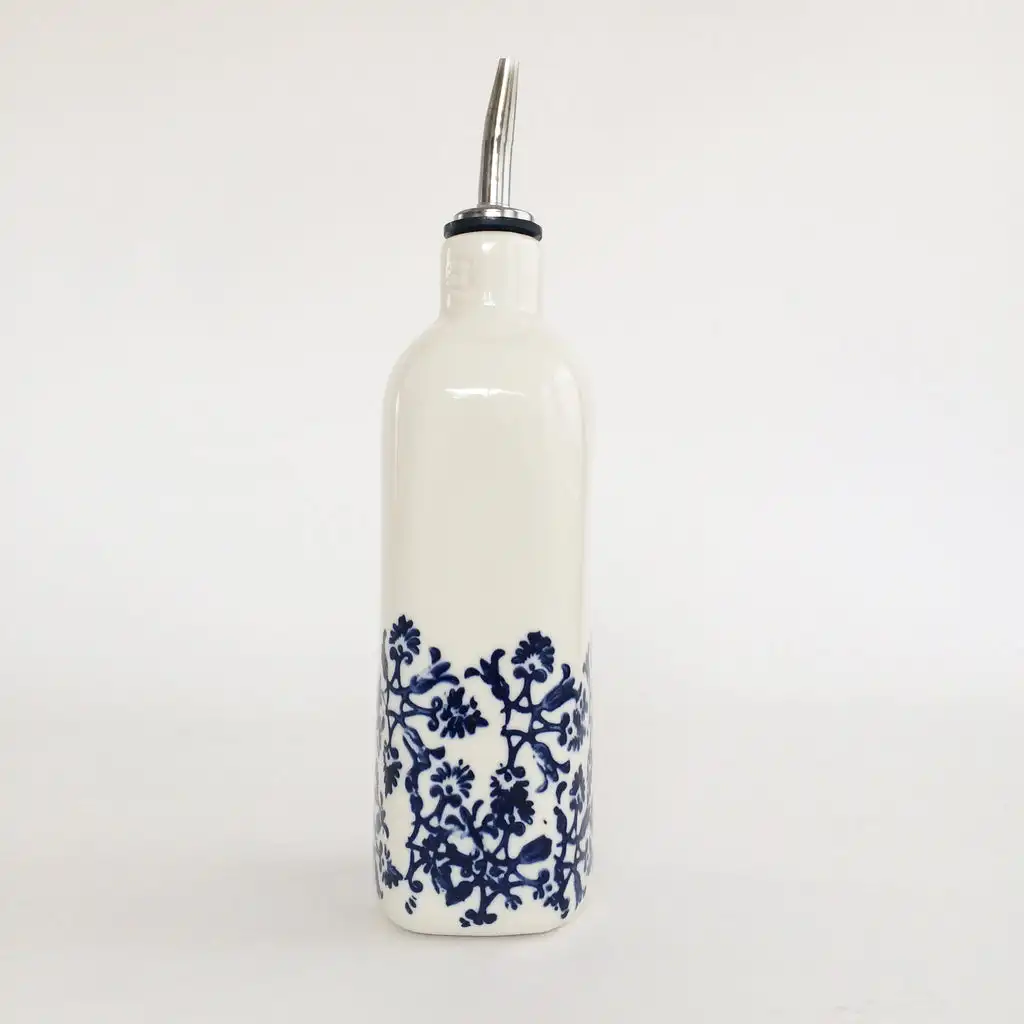 Leadigol Japanischer Keramik Ölspender – Blau-weiß, 5x5x12 Cm, Mit Korkdeckel, Für Öl, Sojasauce, Essig