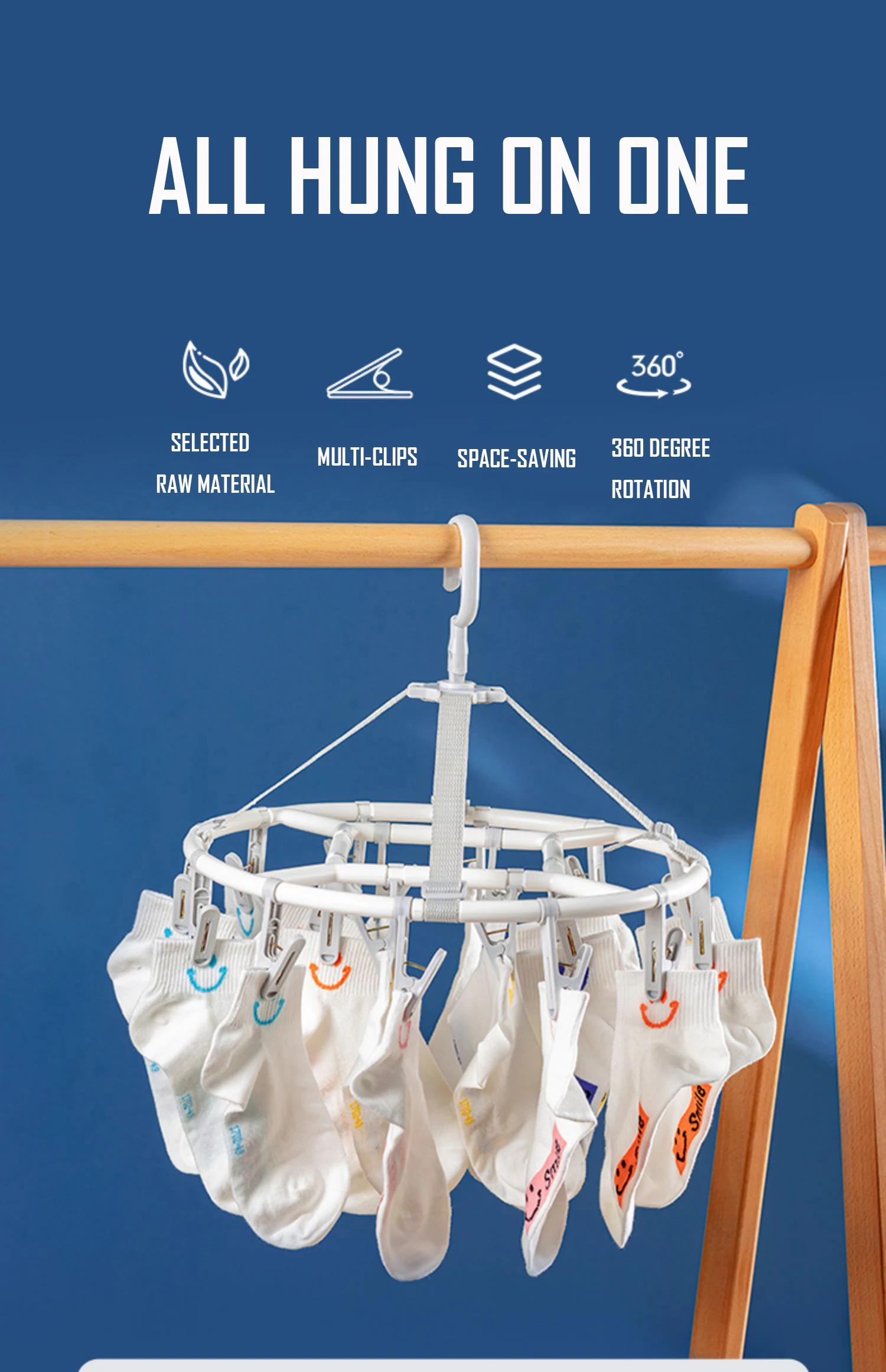 SOLELY Factory's Hot Sale  Thickened Rectangular Hanging Drying Rack with 20 Clips hanger Wardrobe Balcony Bathroom Living room