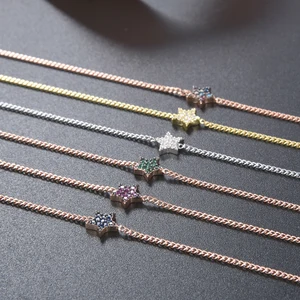 18K Gold Plated 925 Silver Star Charm Bracelet Adjustable Length Dainty Chain Hypoallergenic Minimalist Jewelry Gift for Women