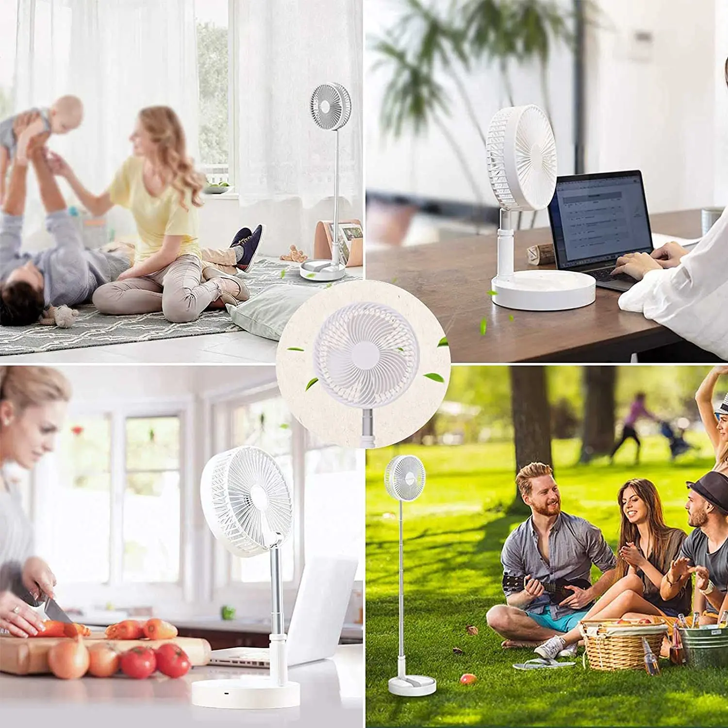 7200mAh Foldable Telescopic Fan USB Charging Portable Low Noise Desktop Fan Outdoor Travel Cooling Fan 3 Gears_voghion.com