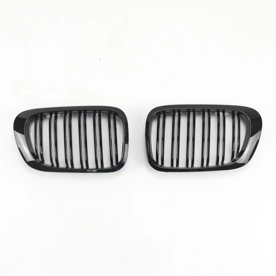 TIYPEOR Dual Slat Left Right Bumper Kidney Grille Grill for BMW 3 - Series E46 1997 - 2001 Facelift 2- Door Grille