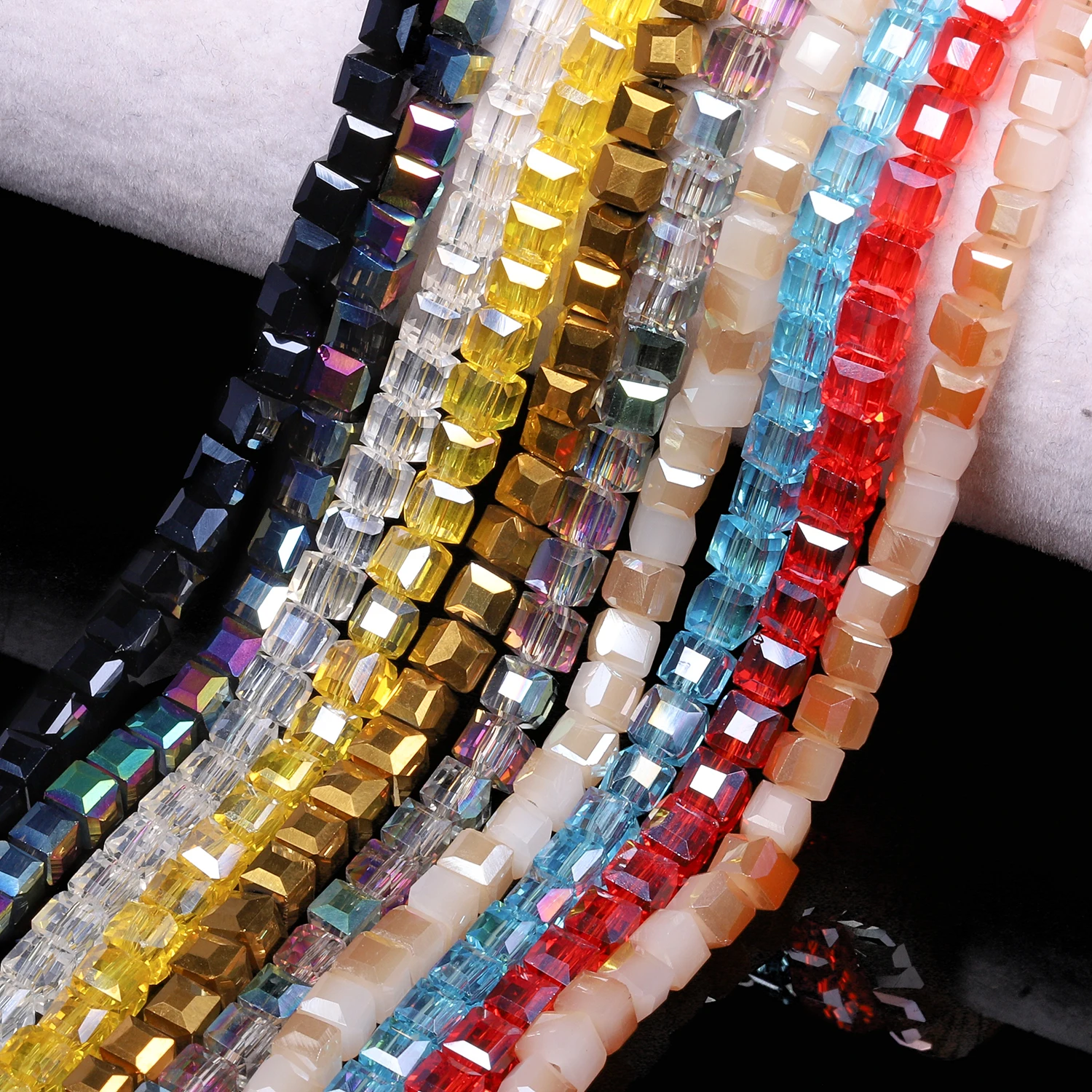Wholesale 4MM Faceted Square Shape Crystal Beads for Jewelry DIY
