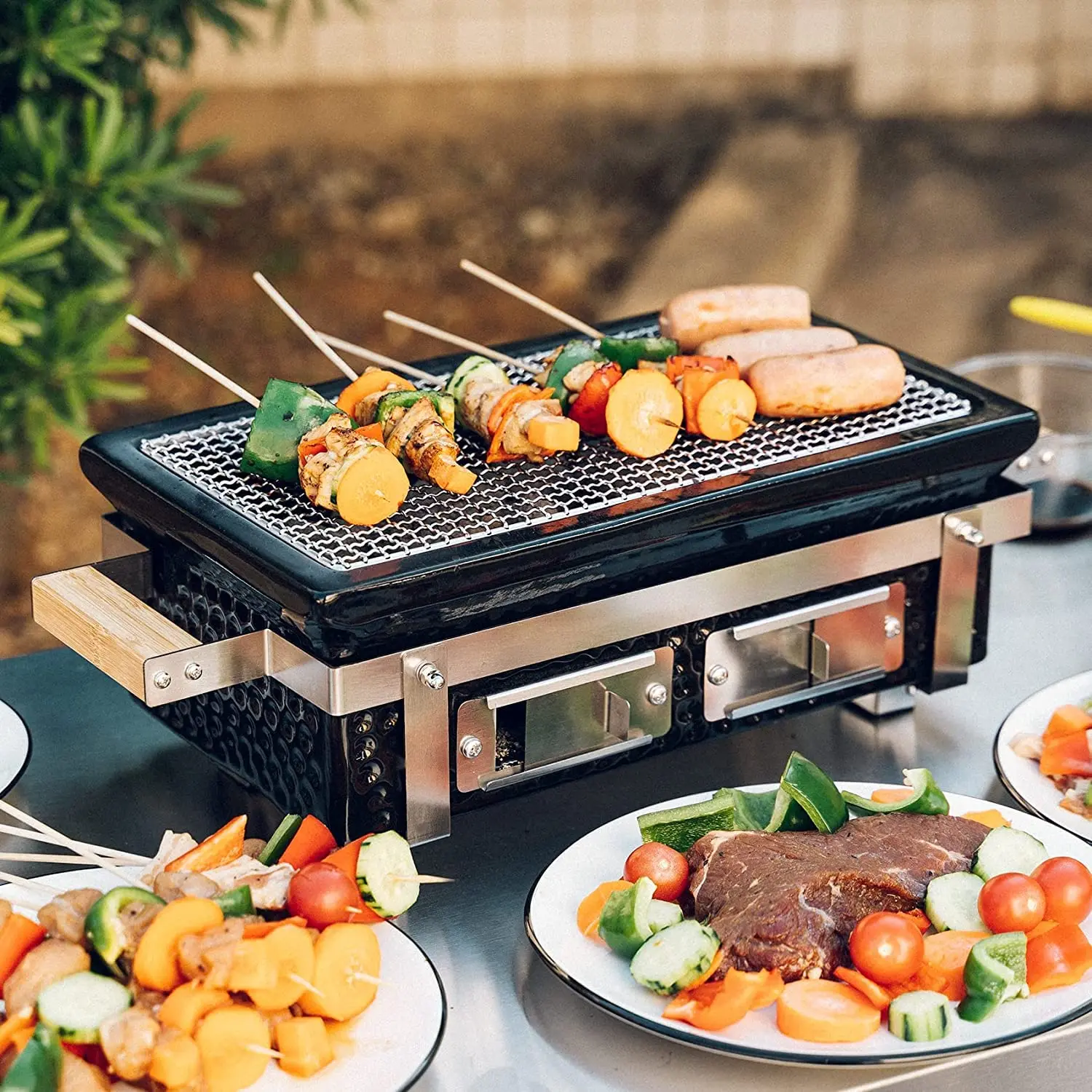 バーベキュー・調理用品 BBQ GRILL S GRILL RECTANGLE カインズ バーベキューコンロ S ブラック | キャンプ・バーべ