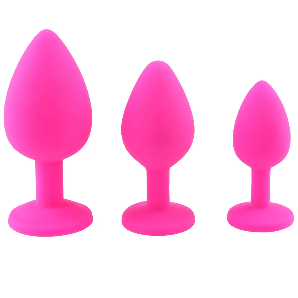 Lot De 3 Plugs Anaux Métal Avec Diamant - Tailles S, M, L, Rose, Inox - Neuf, Unisexe