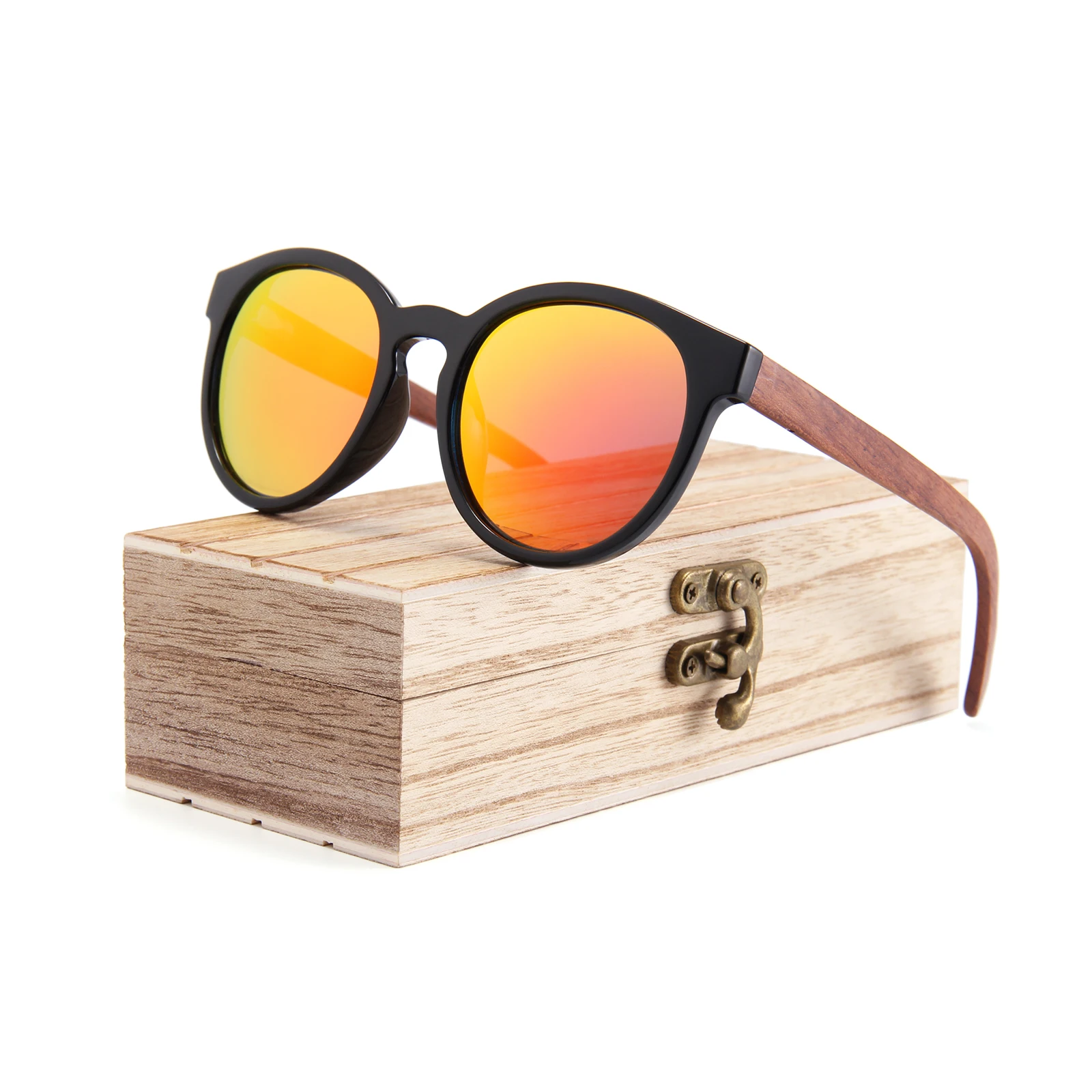 CONCHEN Round Frames Wooden Sunglasses Handmade Factory Sun Glasses Luxury  Shades Sunglasses Men