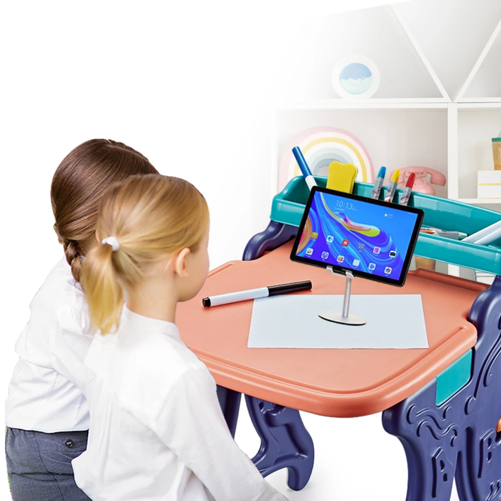 Kids 2 in 1 Multifunctional  Drawing Board Collapsible Educational Learning Table Board Drawing Easel Set with Stool
