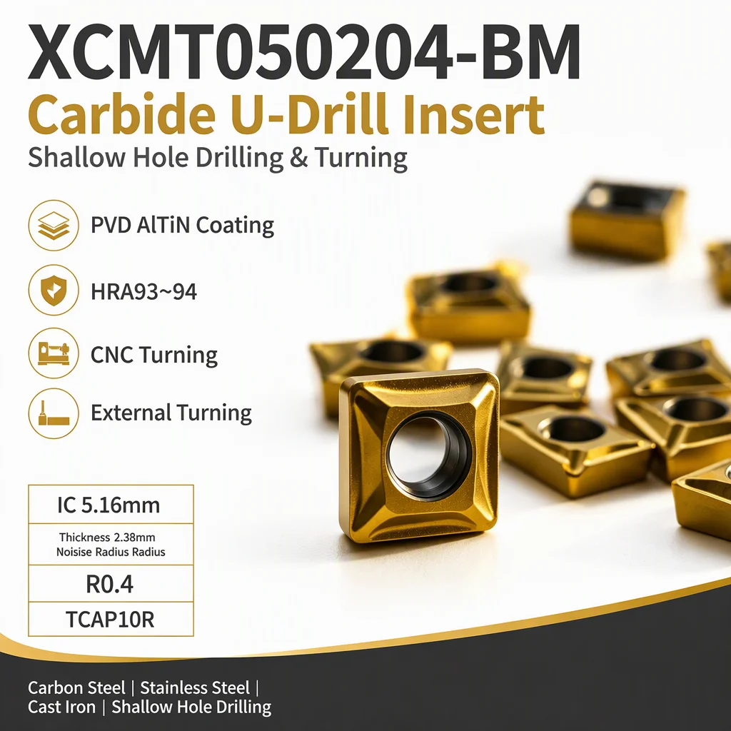 XCMT050204-BM Indexable Drill Insert for CNC Drilling Tools, High Precision and Stable Cutting Performance