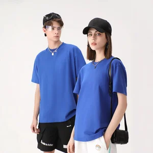 230G 100% Cotton Short Sleeve T-Shirt Couple Print Quick Drying Small round Neck Wholesale