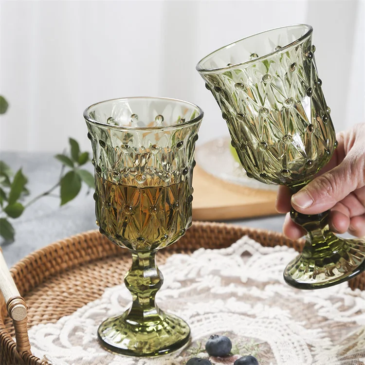 Embossed Crystal Glass Goblets Champagne Party Wedding Decoration Red ...