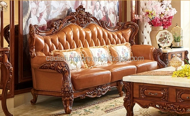European Classic Design Fabric Sofa Set Wooden Living Room Sofas Set 1 ...