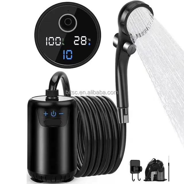 2025 Portable Outdoor Camping Showers Outdoor Camp Shower Pump Electric Rechargeable Battery Powered Shower for Hiking Travel