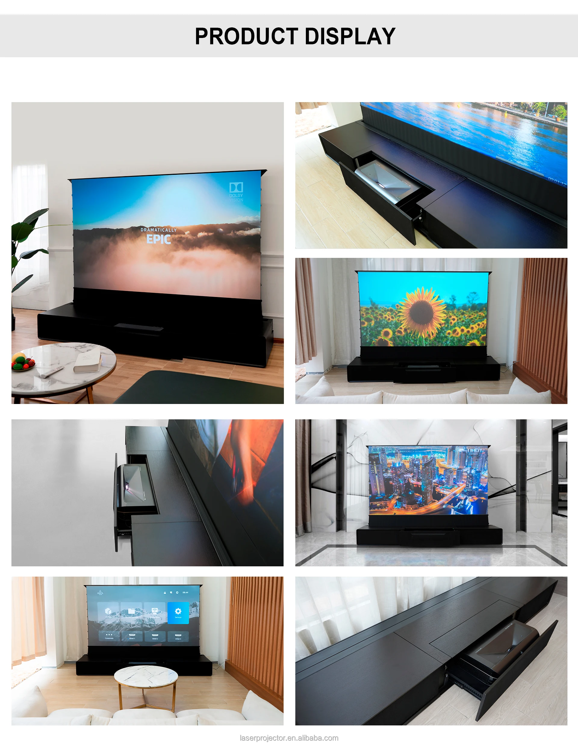 Np Free Sample Tv Stand Short Throw Laser Projector 4k Living Room