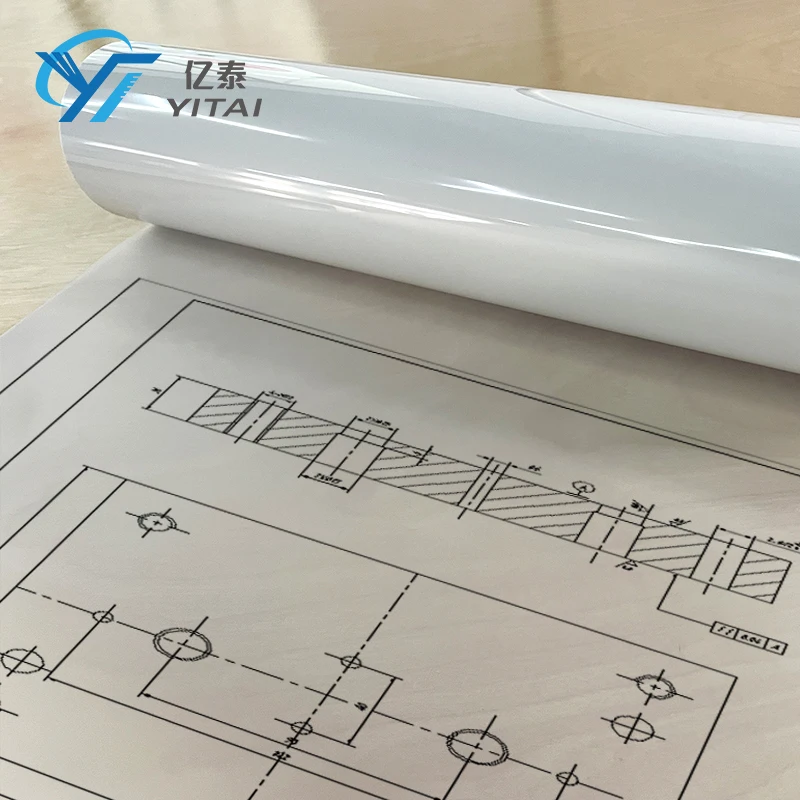 Excellent Quality Single Matte&Double Matte Roll Mylar Drafting Film CAD Drawing Paper Roll in Plastic Film