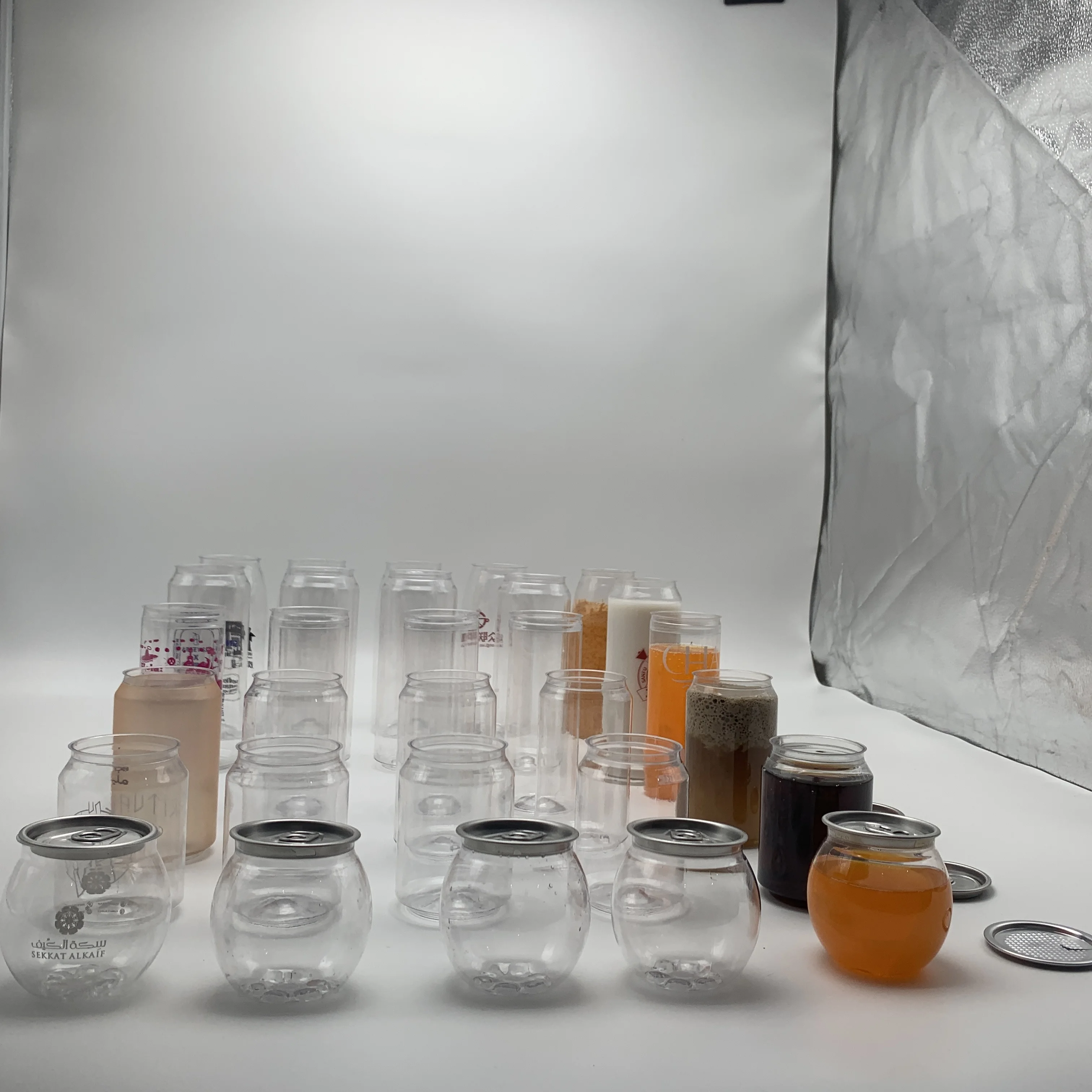 250ml 330ml 500ml Transparent Soda Can for Beverage Soft Drink Clear Plastic Juice Bubble Bottles Disposable Pet Cans With Lid