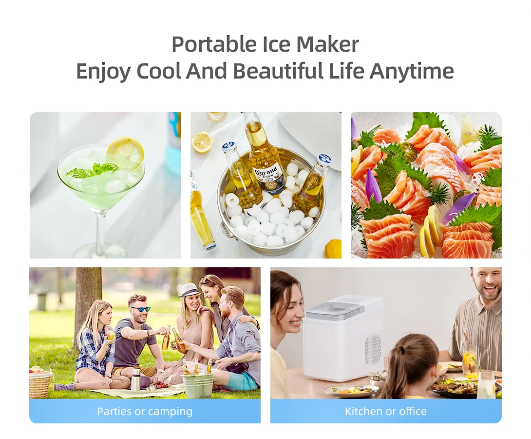 Household Compact Countertop Automatic Portable 12KG Home Mini Round Ice Cube Ice Maker Making Machine