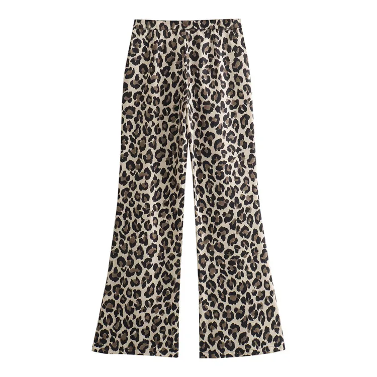 Casual Set 2024 New Fashion Loose Animal Print Shirt Straight Leg Pants Suit Women Two Piece Sets