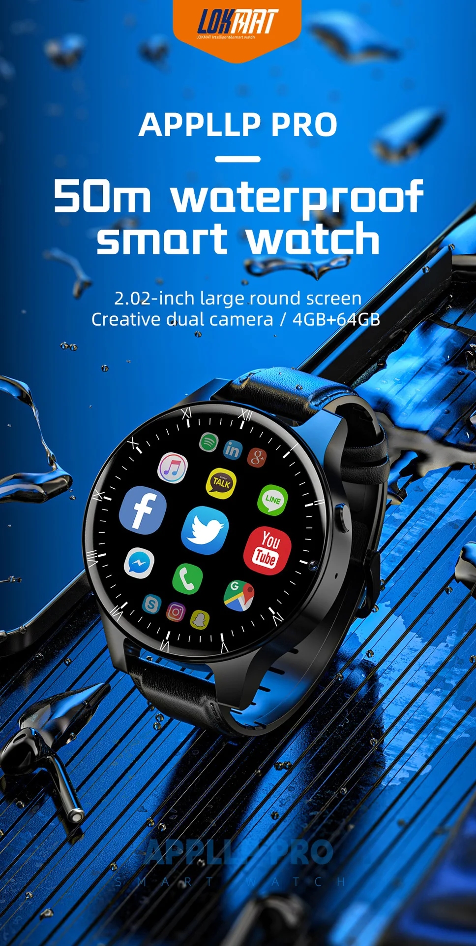 4gb 64gb Lokmat Smart Watch Men Clock Lokmat Appllp Pro Android 4G