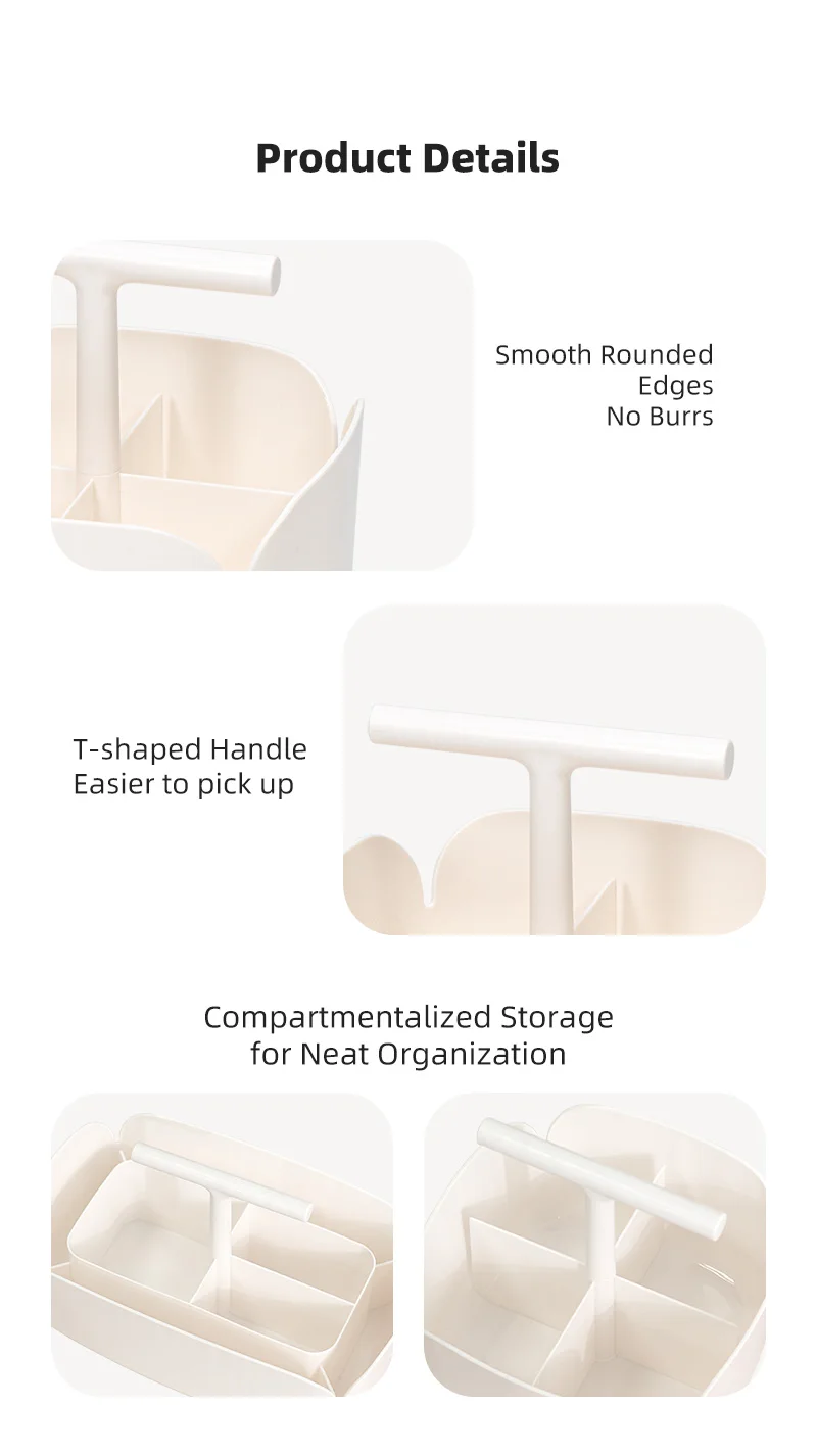 5037b new arrival multi compartment desktop organizer plastic cosmetic storage box with handle-8
