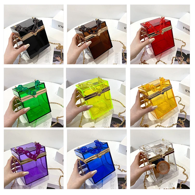 Imitation Diamond Acrylic Box Hand Bags