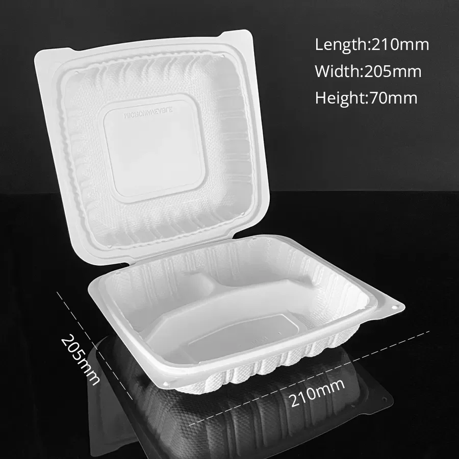 Customized Logo Restaurant to Go Carryout MFPP Clamshell Hinged Food Container Disposable Plastic Disposable Lunch Box Togo