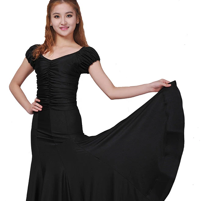 Girls Skirts for Dance Performance, Black Flowy Ballet Skirt with Stretchy Waist Elegant Spin Girls Skirts for Dance Performance, Black Flowy Ballet Skirt with Stretchy Waist Elegant Spin