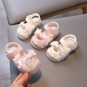 New Baby Princess Embroidered Walking Shoes Soft-Soled Baotou Sandals for Toddlers Girl Outdoor Toddler Sandals