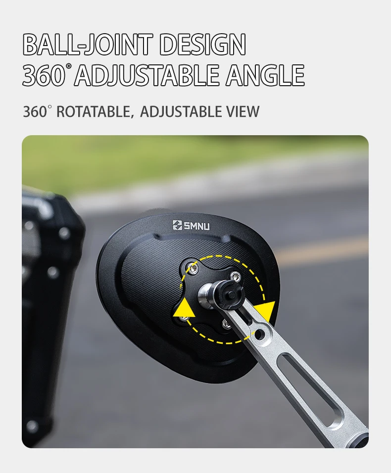 product smnu motorcycle mirror with expansion ball head base handlebar mirror hydrophobic motorcycle aluminum alloy rear view mirror-9
