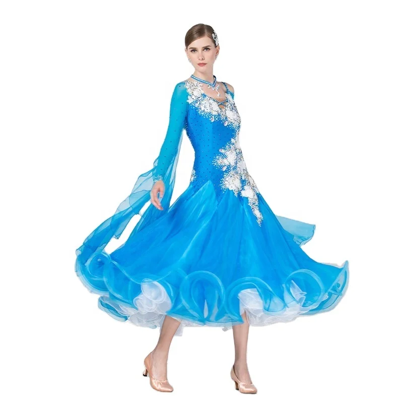 B-17197 Custom Girls Ballroom Dance Dress High Quality Sky Blue ...