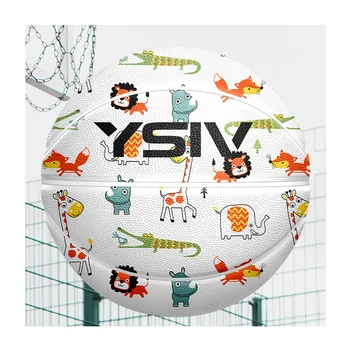 Personalized PU Leather White Cartoon Basketball 7 Cheap OEM and Custom Logo for a Unique Inflatable Basketball Experience