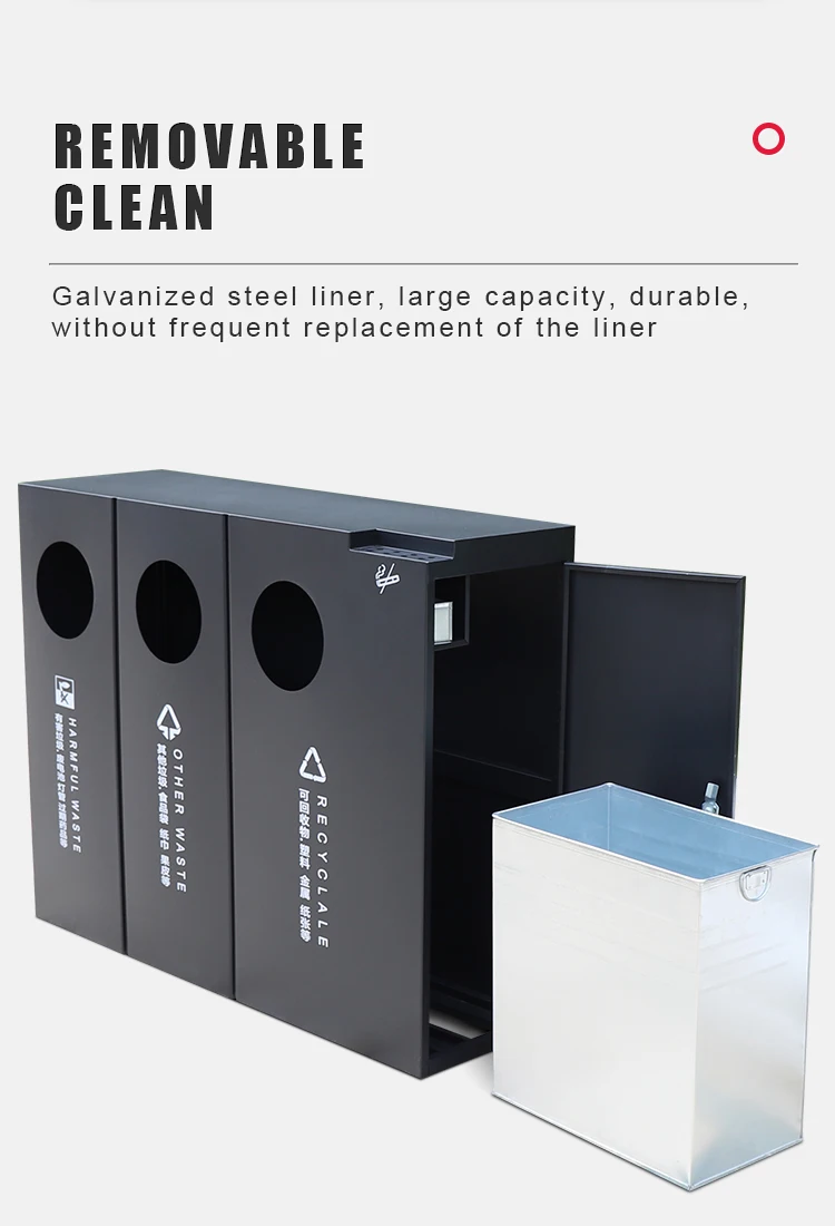 3classified Trash Bin Outdoor For Public Area Recycling Outdoor Waste