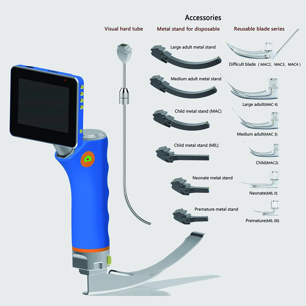 Hospital Medical 3inch Touch Screen Portable Fiberoptic Reusable Video Laryngoscope