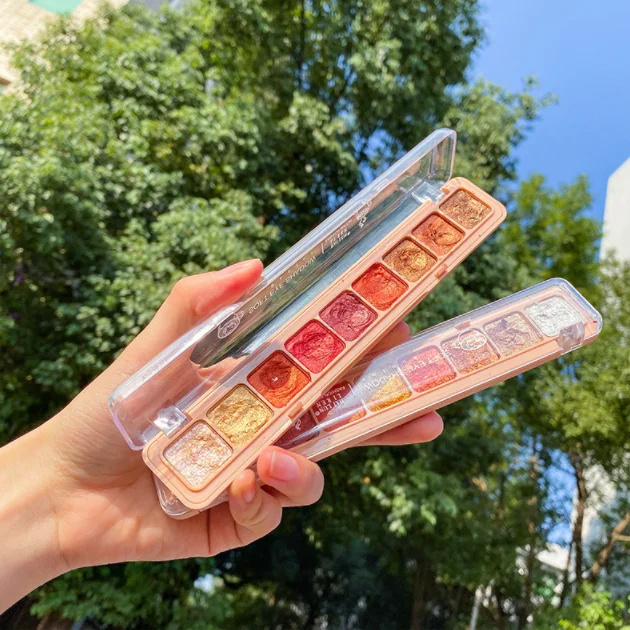 Nine-color keyboard fingertip eye shadow polarized pearlescent matte glitter glitter sequin desert rose eyeshadow palette