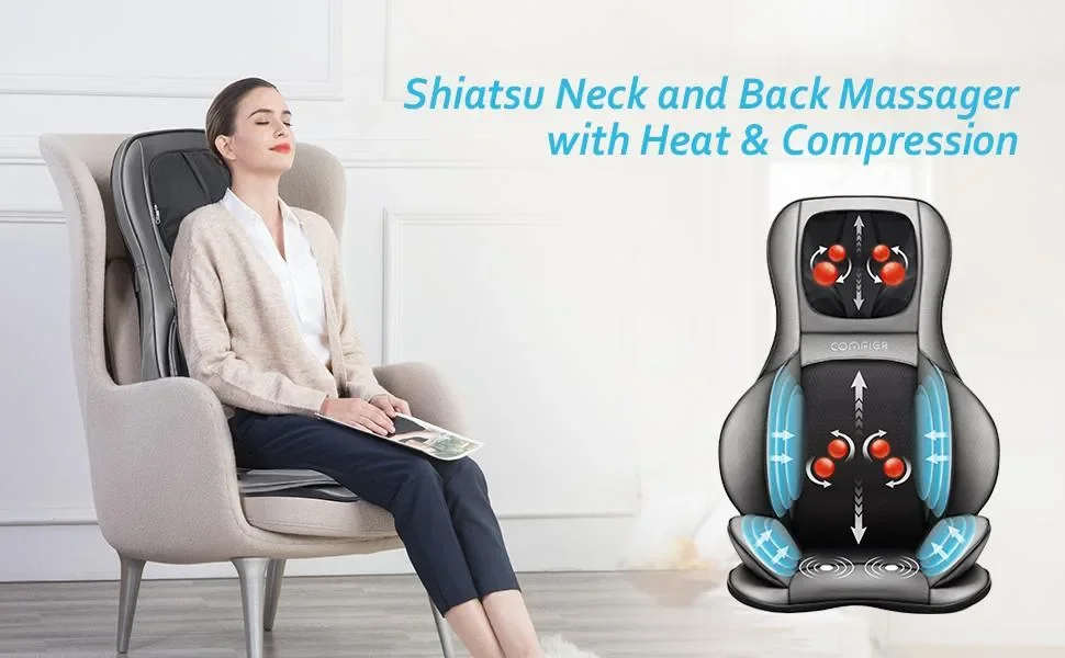 Comfier Shiatsu Back Massager with Heat,Deep Tissue Kneading Massage S