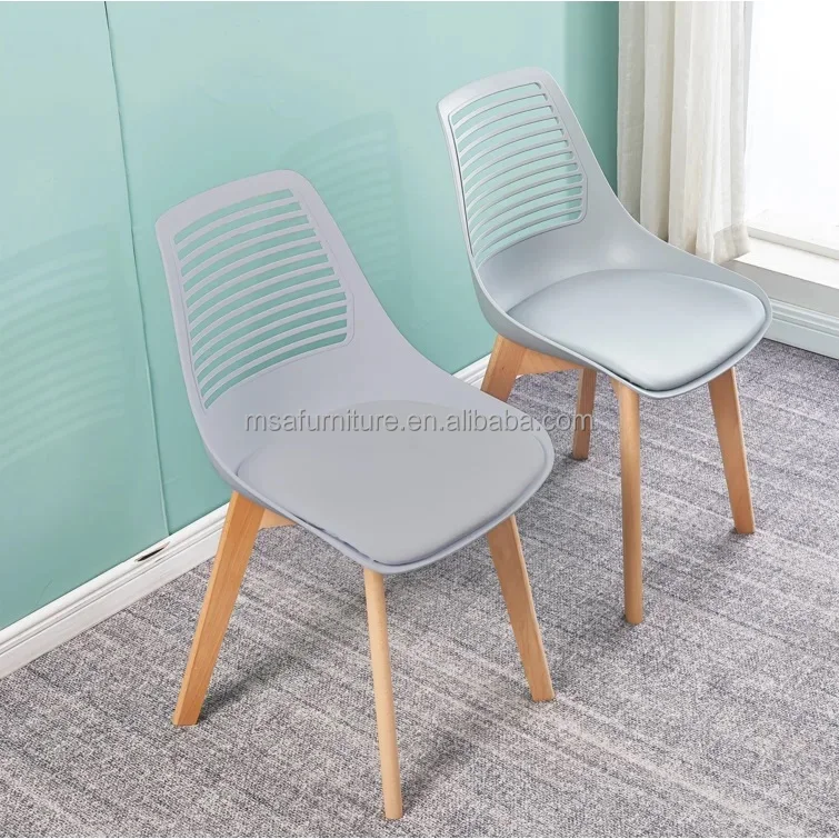 Factory Price Nordic Style Plastic Chair Good Quality Backrest Cushion
