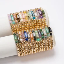 Gemstone 6 mm Precious Round Beaded Bracelet Set For Women Men Healing Crystal Stretch Energy Stone Bead Bracelets Jewelry