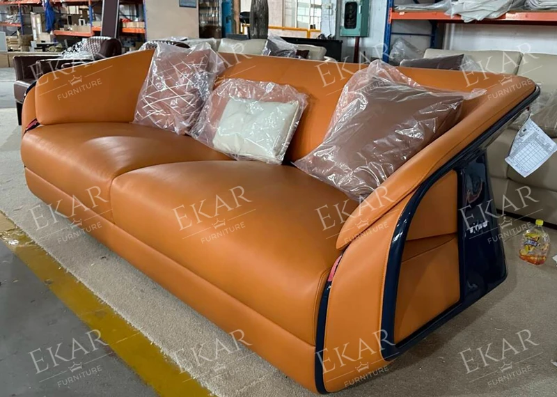 EKAR FURNITURE Modern Comfort 2-Seater Leather Couch - Living Room Elegance details