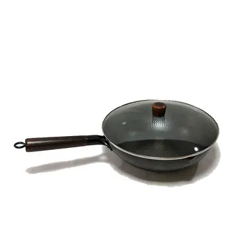 Thickening pure iron wok chinese wok pan 32cm multi purpose fry wok