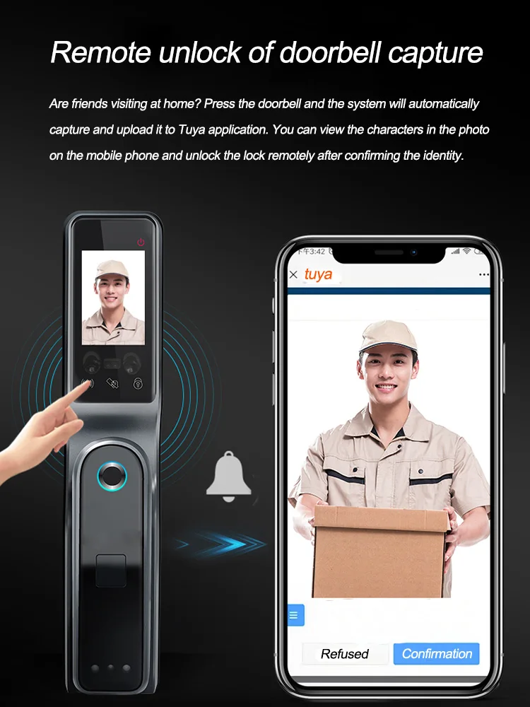 Tuya Screen Face Recognition Camera Doorlock Fingerprint Mortise
